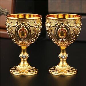 2 Vintage Chalice Cups Inspired by Medieval Design, Great for Cold Beverages